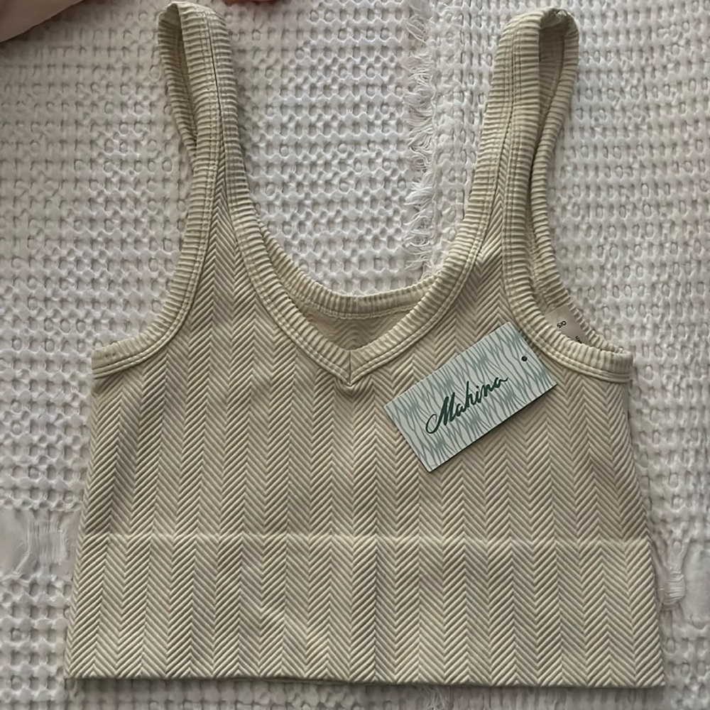 Mahina cream Herringbone top